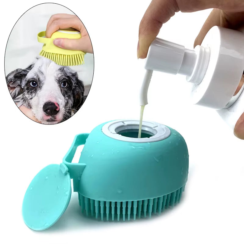 Siliconen Was- & Massageborstel – Zachte 2-in-1 Borstel voor Hond & Kat! 🐾🛁